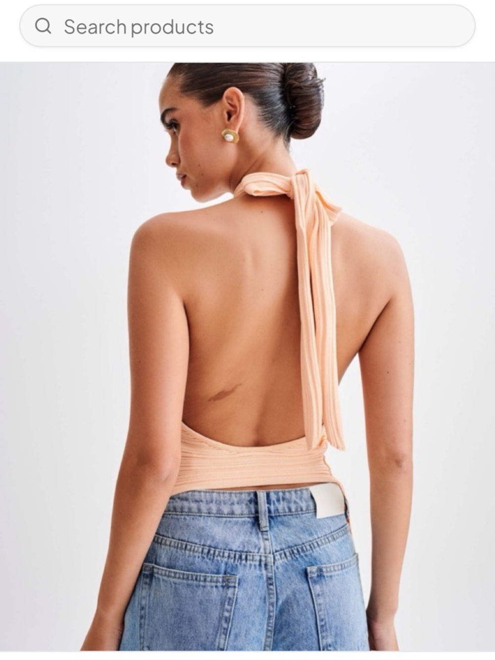 Laila Longline Halter Rib Knit Top - Light - Picture 4 of 4